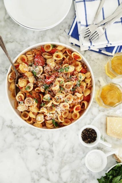 Very Versatile Orecchiette Pasta with Sausage + Parmesan
