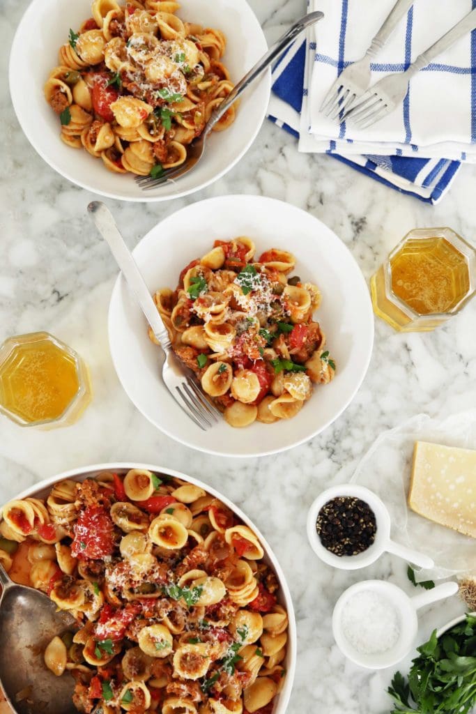 Very Versatile Orecchiette Pasta with Sausage + Parmesan