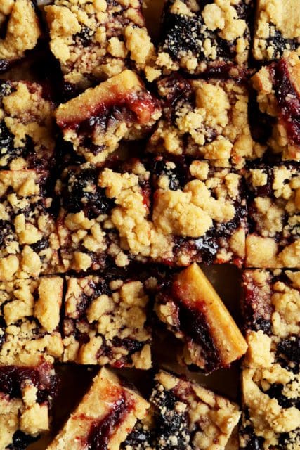 Baked mulled wine bars sliced into small squares.