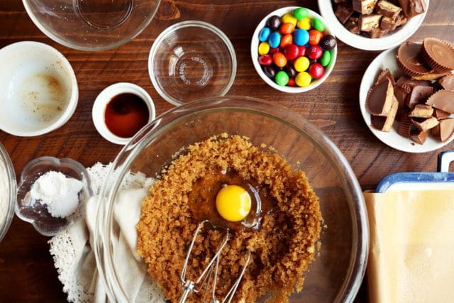 eggs and brown sugar in a medium bowl for baking