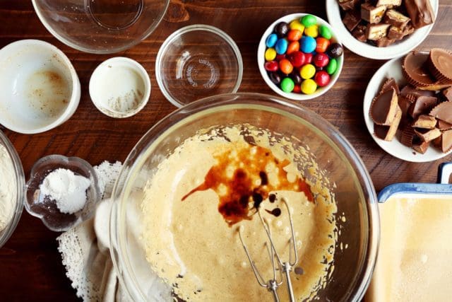 creamed sugar and eggs with vanilla extract