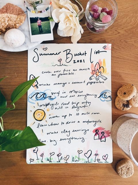 Handwritten summer bucket list from joy the baker.