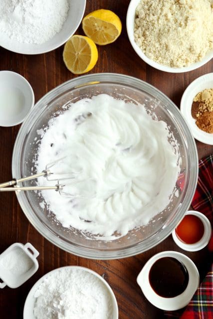 egg whites beaten in a bowl for riciarelli cookies
