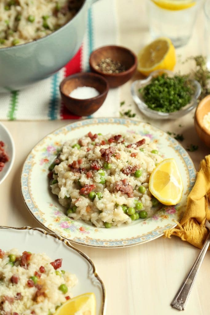 Bowl of easy risotto recipe in a small bowl.