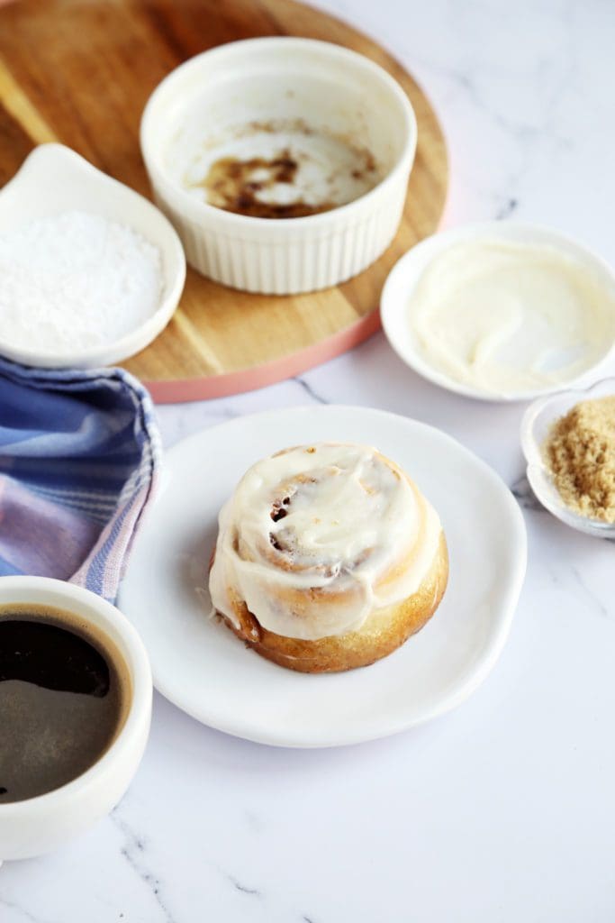 warm cinnamon roll on plate