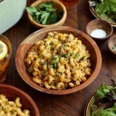 Big serving of homemade hamburger helper.