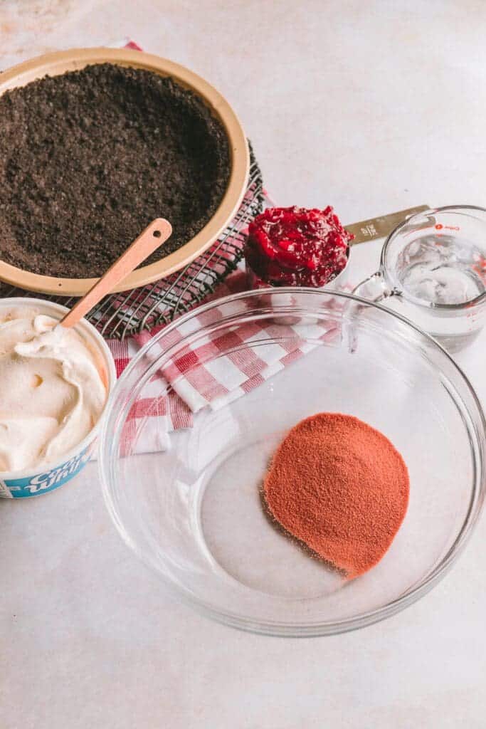 Ingredients for cranberry pie filling.
