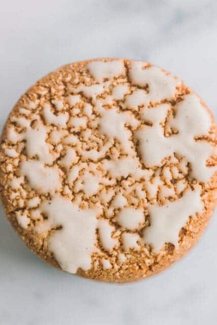 A single iced oatmeal cookie.