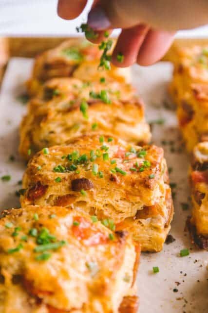 jambalaya buttermilk biscuits in a row