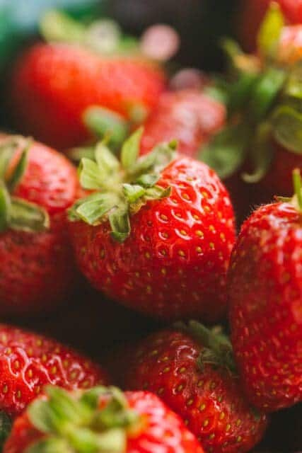 close up of fresh, ripe strawberries