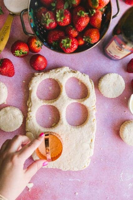 cutting shortcake rounds for strawberry shortcake recipe