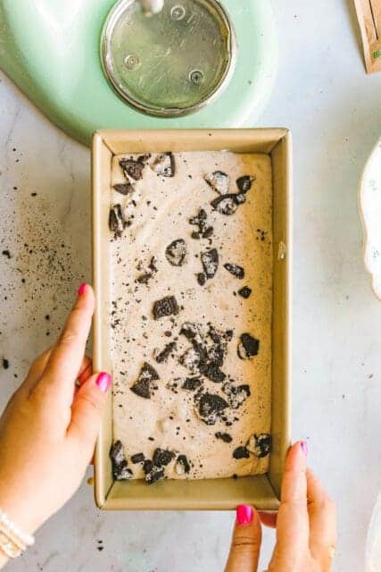 freshly frozen coffee ice cream ready to be scooped