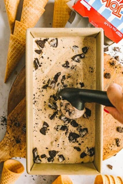 scooping ice cream with an ice cream scooper