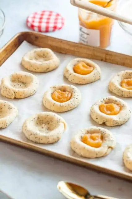 kolache dough filled with lemon curd