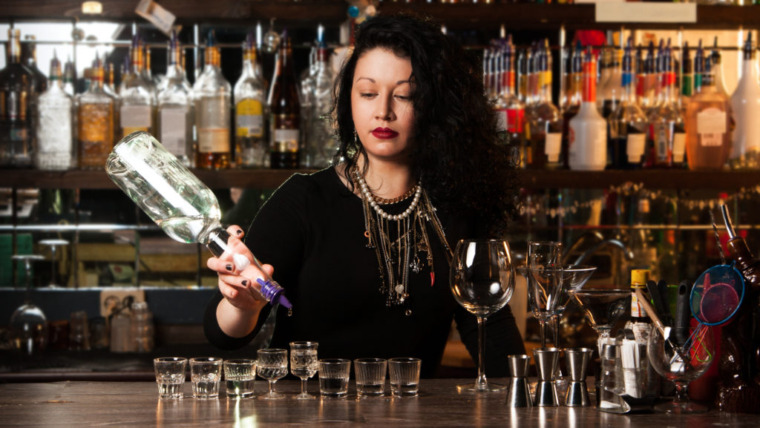 Bartender tending bar