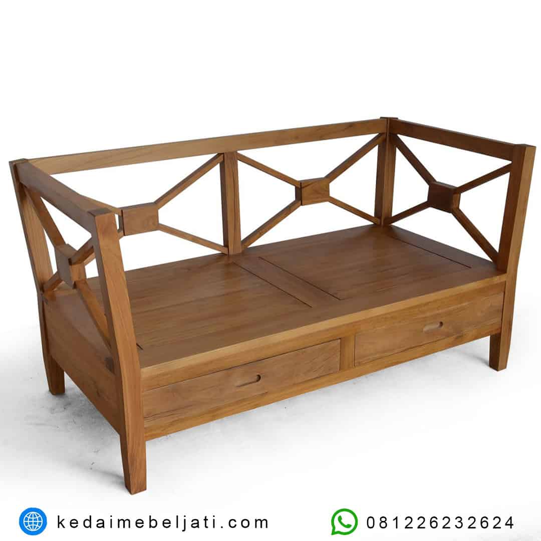 Sofa Jati Minimalis 2 Dudukan