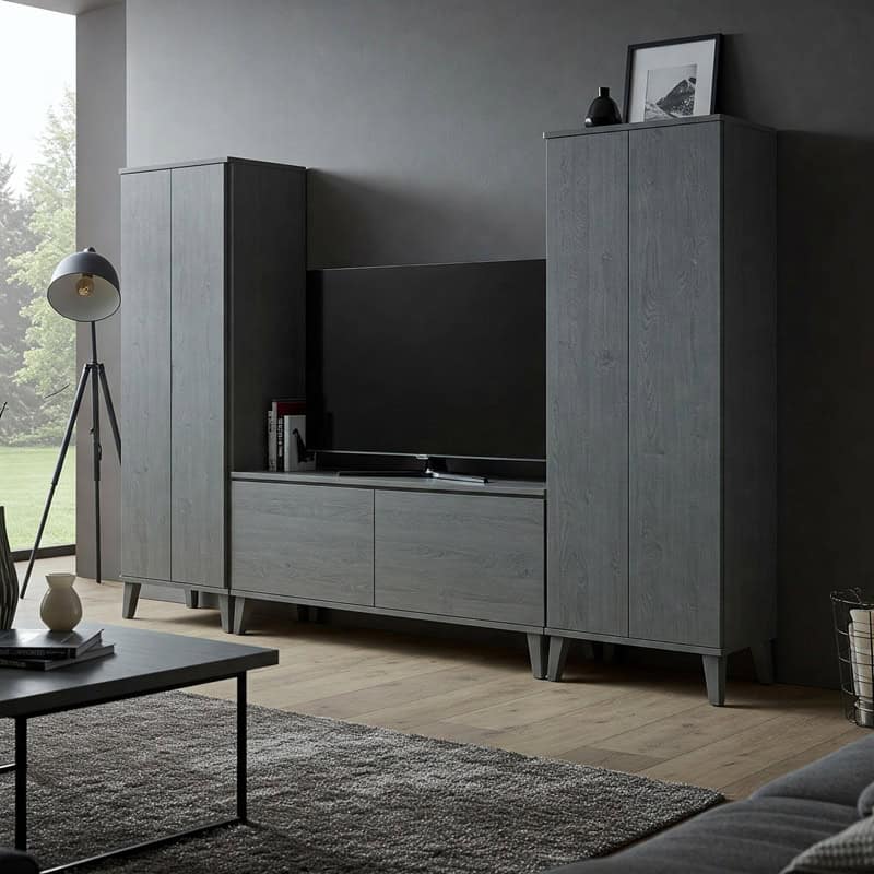 bufet TV warna abu2
