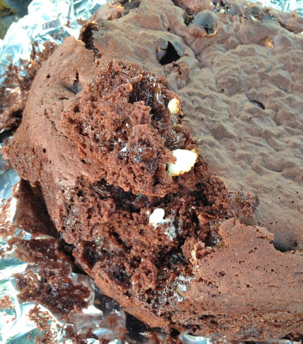 chocolate cake made with chocolate chips and marshmallows