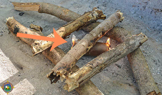 a fire getting started with a fire starter log