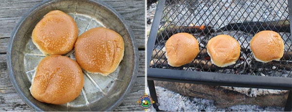 spray and grill buns over the campfire