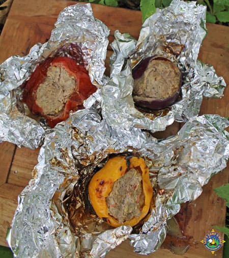 Meatloaf Stuffed Vegetables in Foil