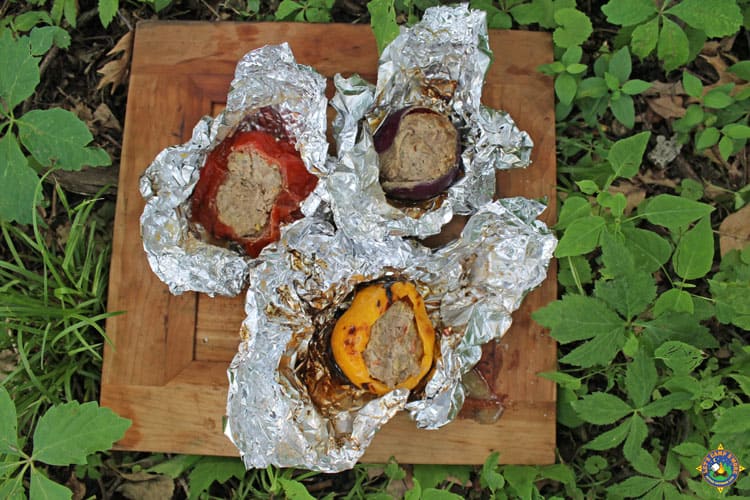 Campfire Meatloaf Stuffed Vegetables