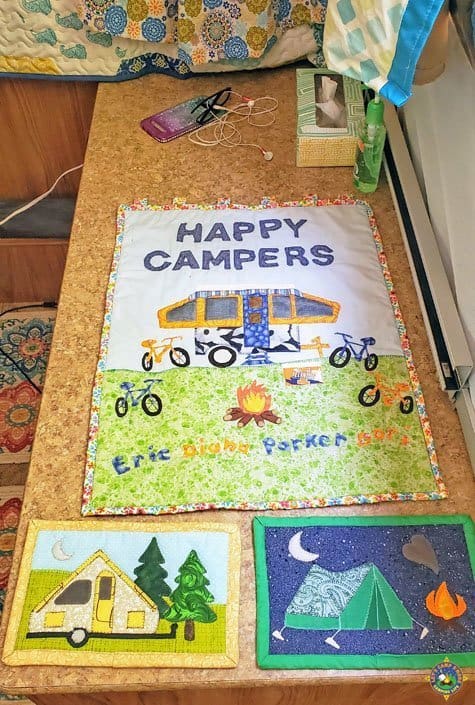 camping mug rug