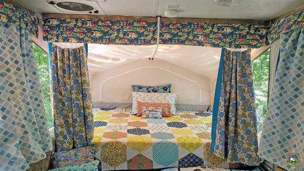 updated decor in a pop up camper