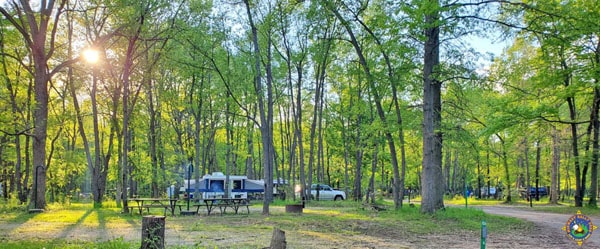 Sunset at Kickapoo State Recreation Area Campground in Illinois