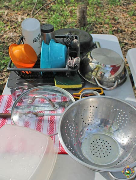 dishes air drying outside