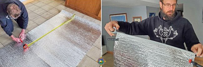 collage showing how to put together a campfire heat reflector