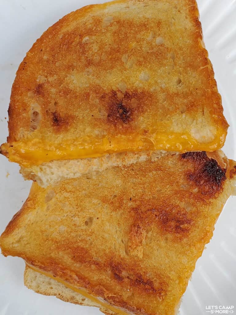grilled cheese sandwiches made while camping