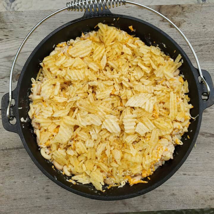 Dutch Oven camping recipe macaroni casserole