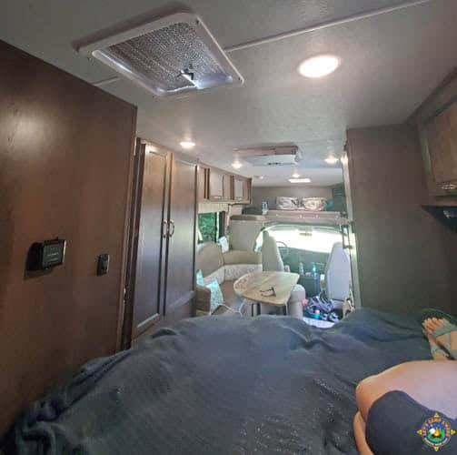 view from the bed in a motorhome