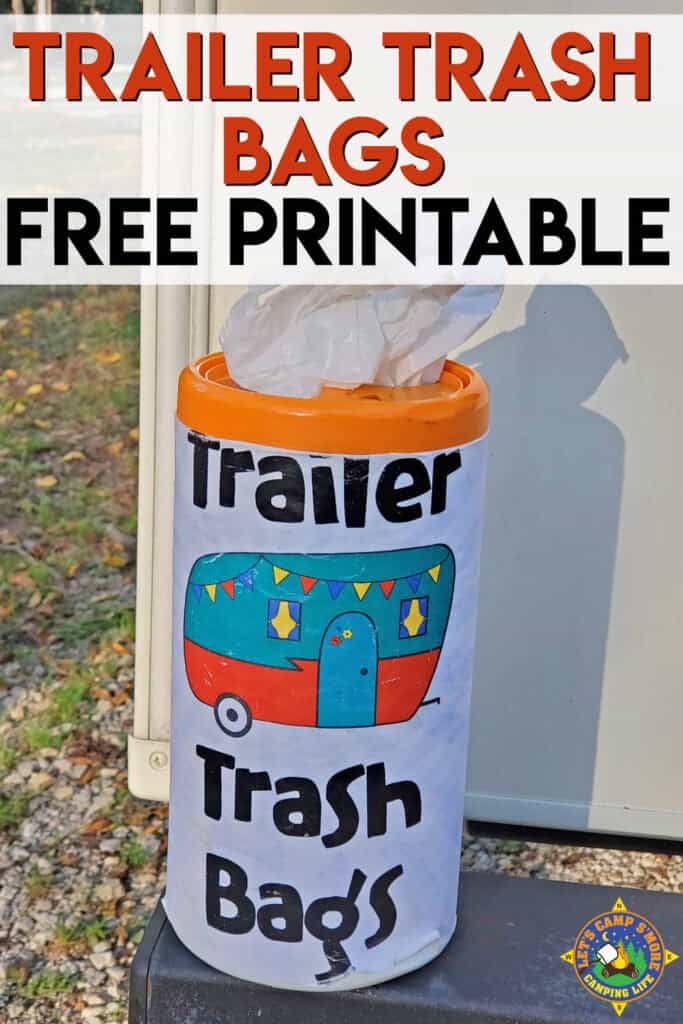 container with free trailer trash bags label