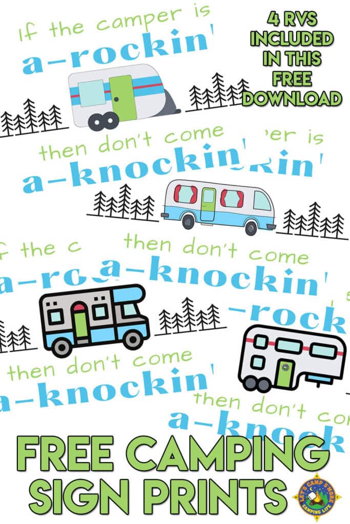 collage of if the camper is rocking free download signs