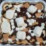 Campfire Dessert Nachos with text