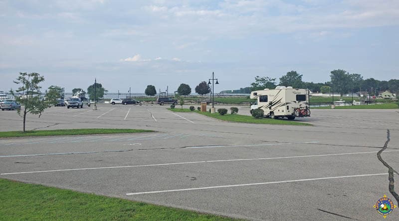 RV parked at the Michigan State Harbor in Port Austin