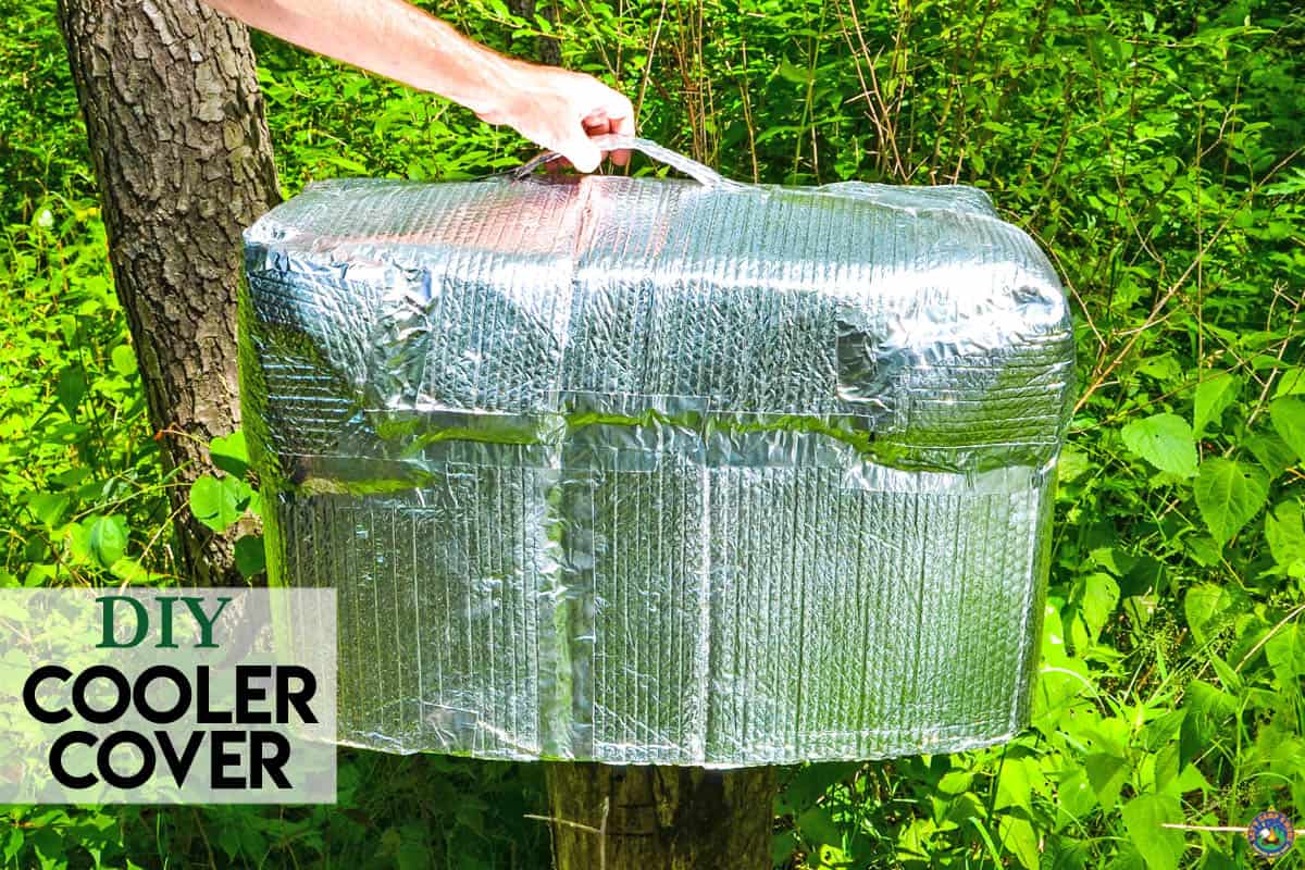 person pulling an insulated cooler cover off an ice chest