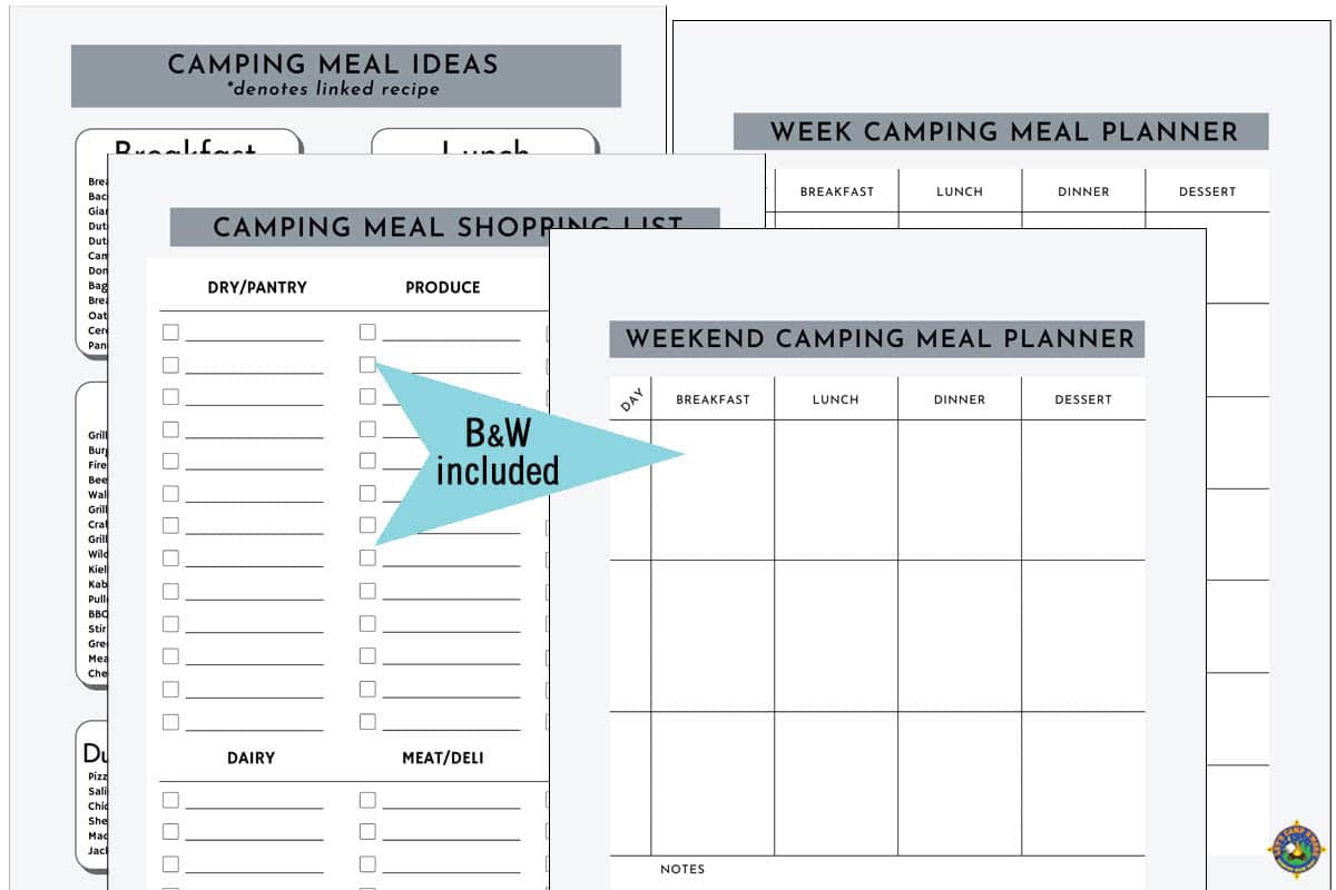 Black and White Camping Template Set