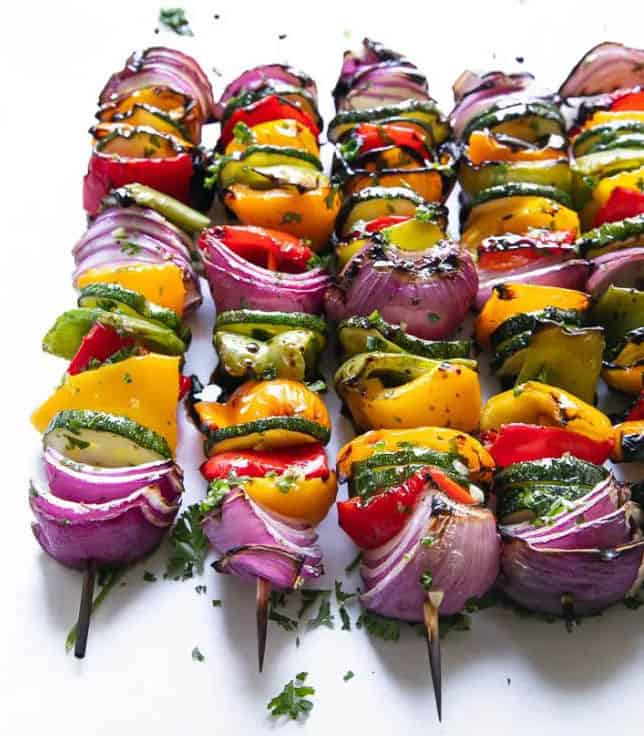 grilled veggies on skewers