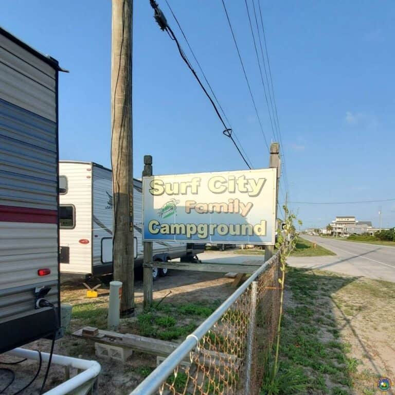 Surf City Family Campground sign