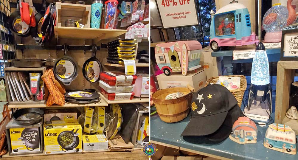 Cracker Barrel Gift Shop camping themed items