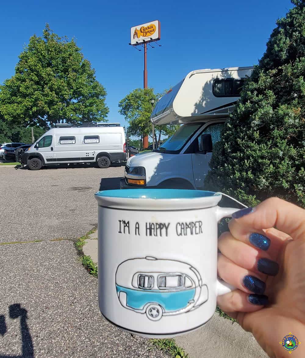 campers set up at Cracker Barrel