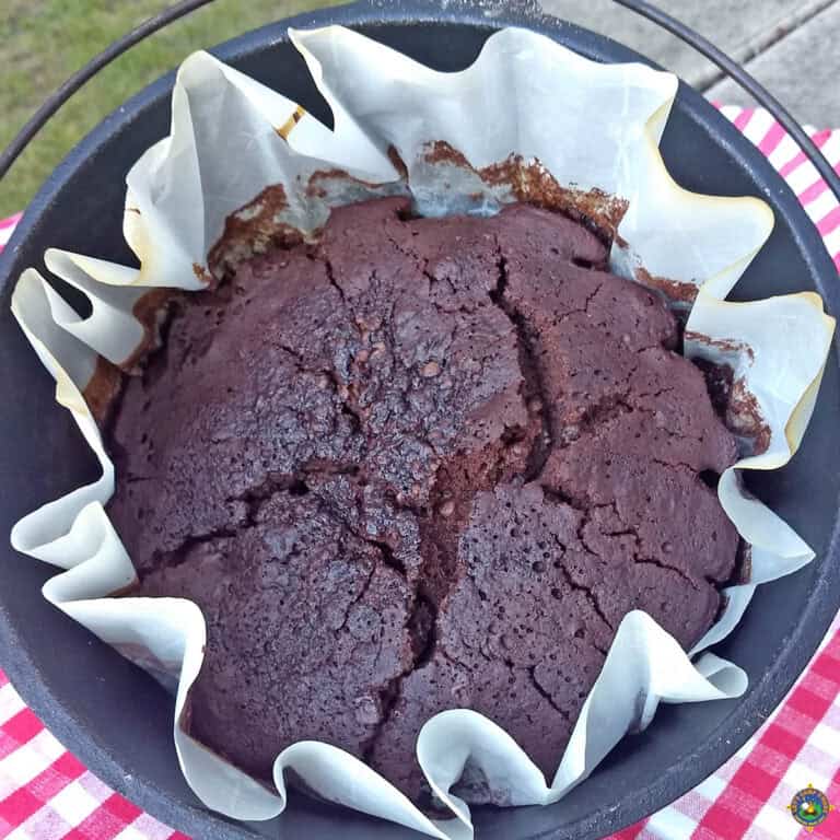 Brownie Mix made in a Dutch oven