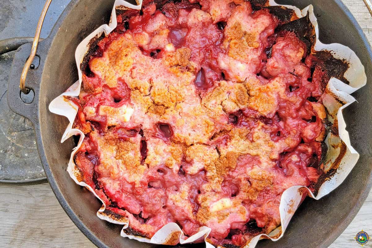 Strawberry Cheesecake Cake Recipe in a Dutch Oven