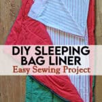 sleeping bag with a liner laid out on a floor