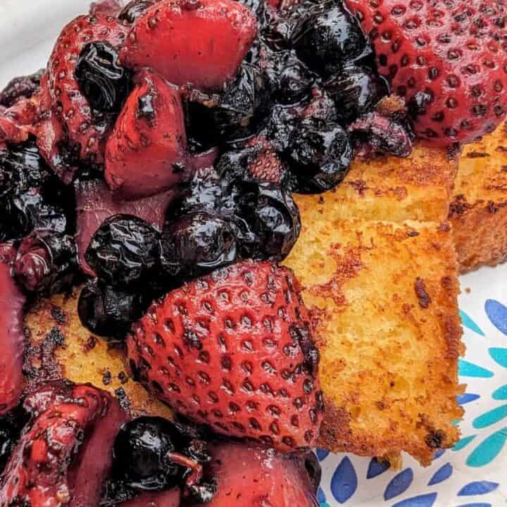 grilled berries on lemon pound cake