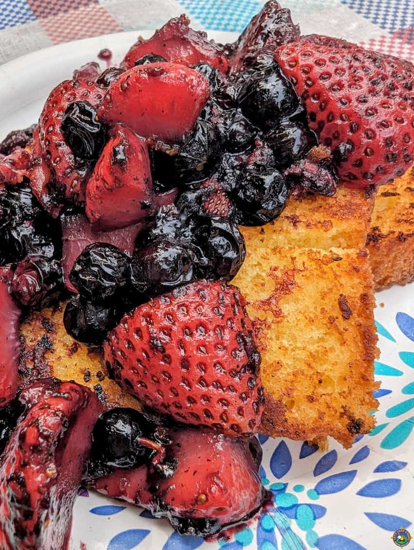 grilled berries on lemon pound cake