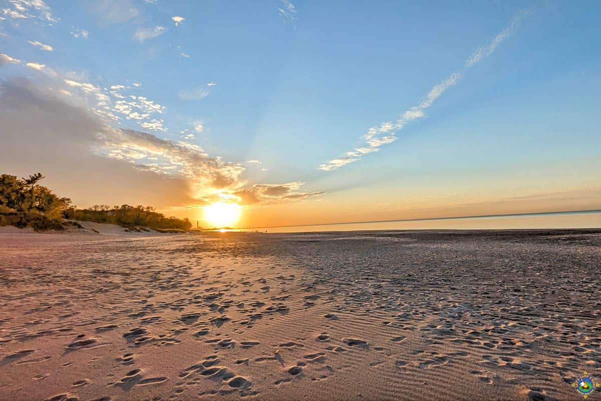 Sunset over the Lake Michigan Beach in Indiana